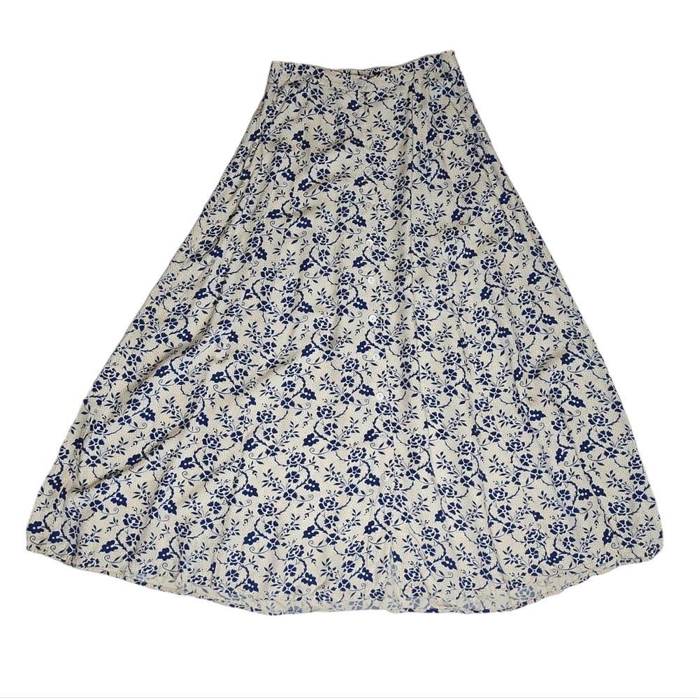 Woolrich vintage midi length floral print button front skirt medium